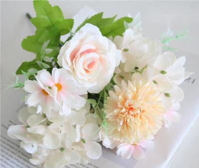 China Rose Artificial Plastic Flowers Silk Hydrangea Arrangement OEM for sale