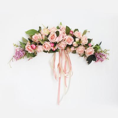 China ODM Bouquet de Noiva Artificial Rosa E Eucalyptus Coroa à venda