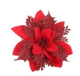 China Christmas Artificial Fake Flower Bouquet Glitter Poinsettia For Xmas Decor for sale
