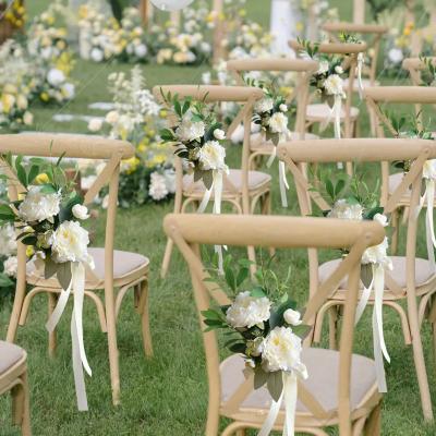 China Waterproof Artificial Fake Wedding Flowers Arrangements For Chair Back Decoration for sale