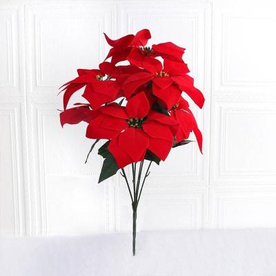 China 45cm 50cm Fake Holiday Flowers Artificial Christmas Poinsettias Lifelike Appearance for sale