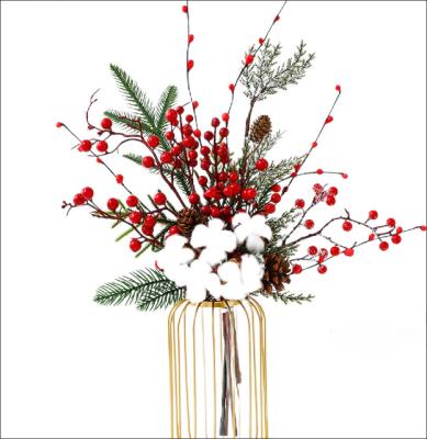 China Personalised Fake Holiday Flowers Red Christmas Holly Berries Decoration for sale