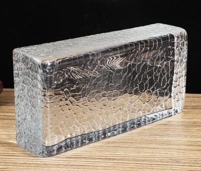 China 4 Inch 2 Inch Crystal Glass Block Kitchen Fused Hot Fused Clear Gentle Wavy Decorative for sale