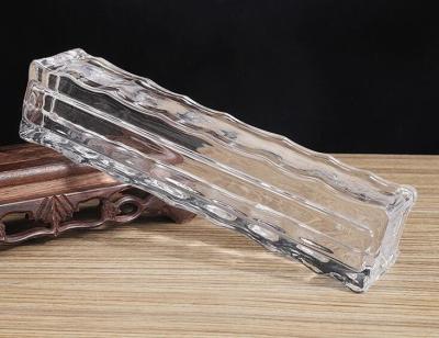 China 8x8 Inch Insulated Crystal Glass Block Fused Hot Melting 30 X 30 Soild Wave Glass Brick for sale