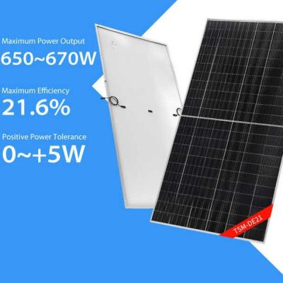 Chine la moitié faciale mono de pile solaire de 670W Trina Pv Modules 210mm a coupé les modules 650W à vendre