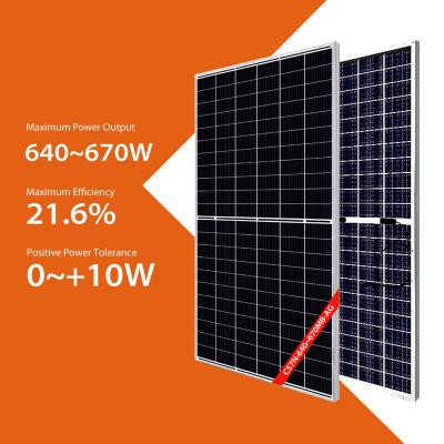 Chine Coupe canadienne de moitié de pile solaire d'entrepôt du panneau solaire 640w 645w 665w 670w de dessus de toit à vendre