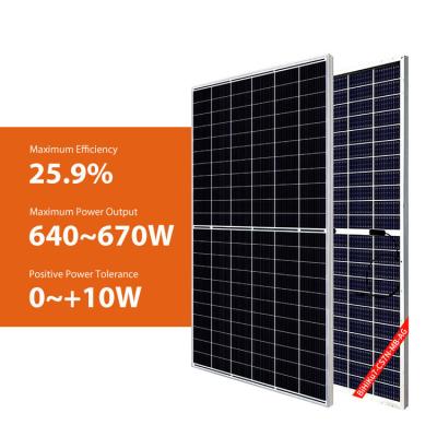 Chine solaire canadien de 640w 645w tout le panneau solaire de 665w 670w cellules noires d'entrepôt de demi à vendre