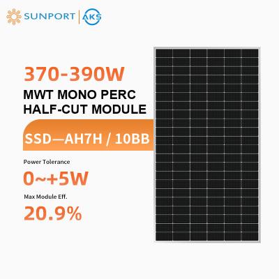 중국 Sunport C6 III MWT 모노 하프 컷 태양 전지 모듈 패널 어레이 Eff. 20.9% 370w 375w 380w 385w 390w 태양광 모듈 패널 판매용