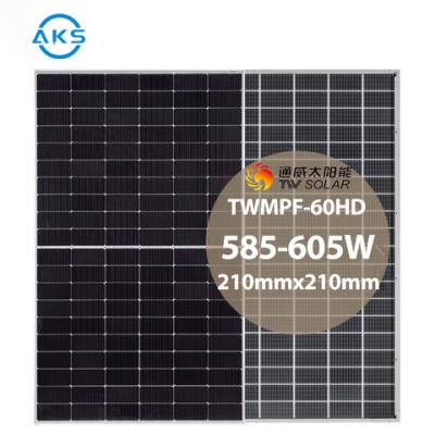 중국 600W TW 태양 전지판 고전력 두 면이 있는 솔라 모듈 595W 605W 585W 590W 판매용
