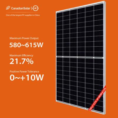 China 580W 585W Mono Crystalline Panel Canadian Solar Full Black 590W 595W 600W 605W 610W 615W for sale