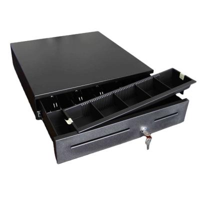 China Modern Grey White Metal and ABS Plastic Cash Drawer with Five Grid Cash Notes Slots for sale