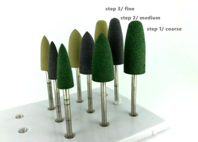 China Pulidores de goma de acrílico del silicón que ajustan el acabamiento verde Burs de la dentadura en venta