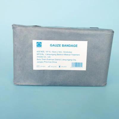 China Bandagem de gaze absorvente Rolo médico curativo de 15 cm Rolo de bandagem de gaze de alongamento à venda