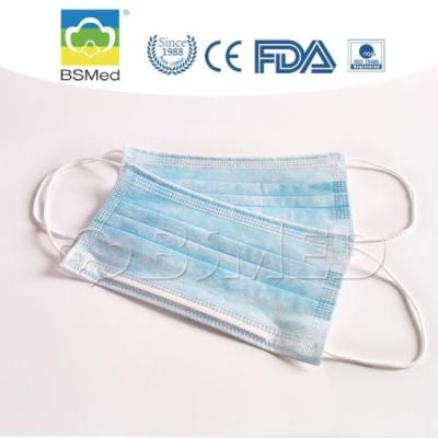 China Light Blue 3 Ply Face Mask , Earloop Type Cotton Surgical Face Masks for sale