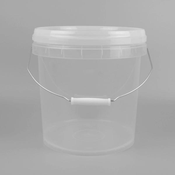 Quality Snap On Lid Transparent Plastic Bucket 5 Gallon With Metal Handle for sale