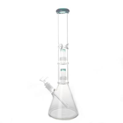 China 18.5 Inch Water Hookah Pipe Double Matrix Percolator Glass Bong for sale