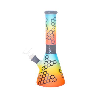 China 10 Inch Tobacco Glass Smoking Bong Gradient Colored Honeycomb Patterns for sale