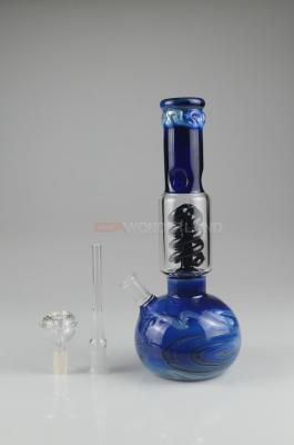 China Bobina de cristal de Bong Ball Style With Black del cubilete del frasco del azul de cobalto en venta
