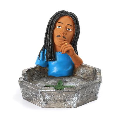 China 105mm Human Porcelain Resin Ashtray For Sublimation Cigar for sale