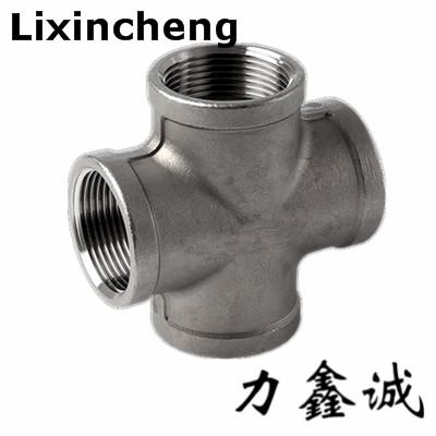 China Stainless steel pipe fittings Cross four ways pipe fittings thread NPT/BSP 150lb SS304 DN25 female thread fittings for sale