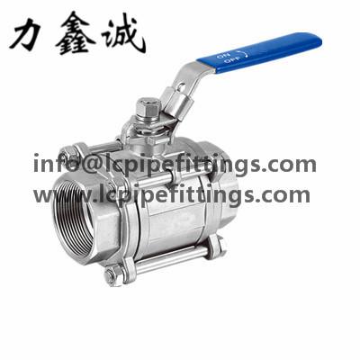 China Stainless Steel 3 pc ball valve 1000PSI/PN63 thread DIN2999/259 for sale