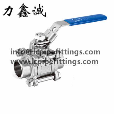 China Stainless Steel 3 pc weld ball valve butt weld:ASME B16.25(Sch40) SS304 3
