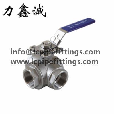 China Stainless Steel Three way ball valve with high mounting pad 1000PSI/PN63 T type valves SUS304 NPT/PT THREAD/SCREWED for sale