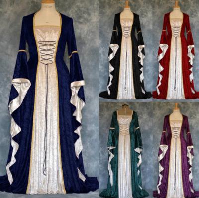 China Retro Medieval Long Floor-Length Dress for Women Halloween Cosplay Stage Dancerwear for sale