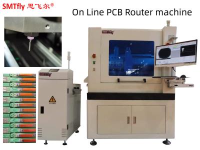 China Inline PCB Router Machine For 0.5mm Thickness Circuit Boards With Automatic Tool Change for sale