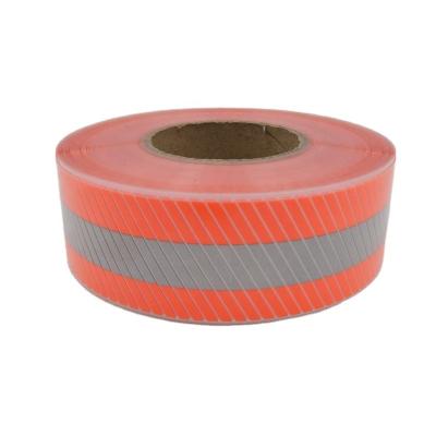 China fluorescent safety tape fabric stripes Vinyl Textile Reflective Transfer Film Segmented Orange Yellow for sale