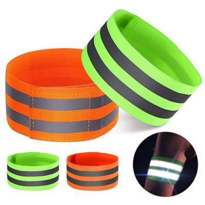 China Running Reflective Safety Armbands Orange Gear Safety Reflector Tape Straps Arm Wrist for sale