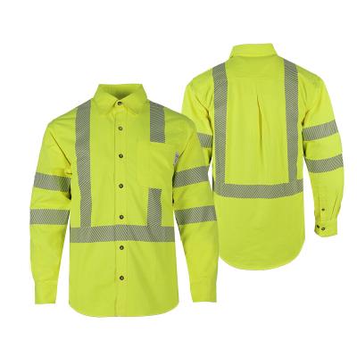 Chine Chemises jaunes réfléchissantes de sécurité de chemises de sécurité de douille longue avec les rayures réfléchissantes à vendre