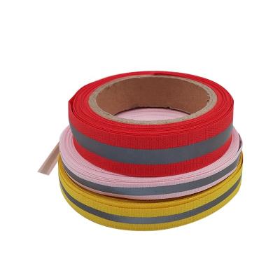 China 25mm 15mm Red Reflective Nylon Polypropylene Webbing Straps For Uniforms Shoes Backpack for sale