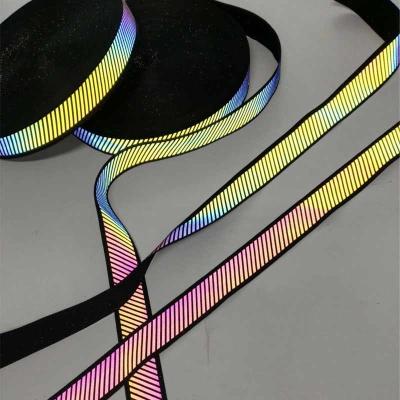 China Rainbow Nylon Webbing Reflective Safety Ribbon Clothing 5cm Orange Silver Gray for sale