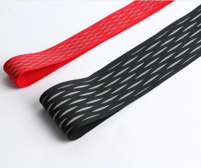 中国 ジャカード袋の衣類のために編まれる伸縮性があるウェビングの革紐の反射ナイロン 販売のため