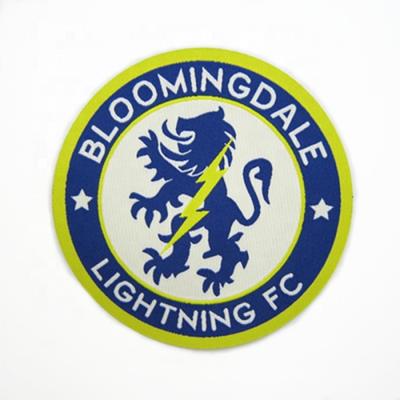 China Custom Laser Cut Vinyl Stickers Labels Custom Woven Patches Football Iron On Patch for sale