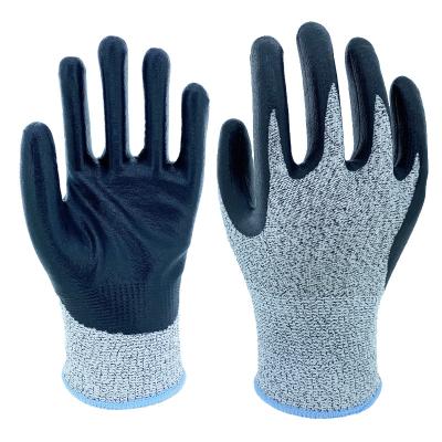 China 13g Anti Cut Hppe Shell Gloves Cut Resistant High Grip Float Glass Handling ANSI A2 Foam for sale