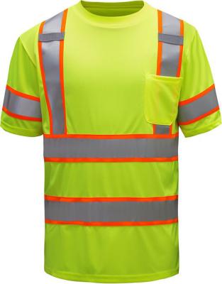 China Ansi Klasse 3 Polo Shirt Work Hi Vis-Mensen van Kalk de Groene Weerspiegelende T-shirts Te koop