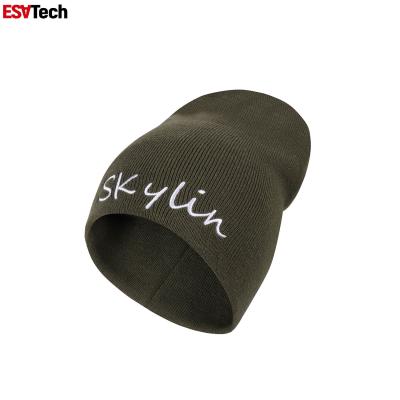 China Knitted Reflective Beanie Cap Running Jacquard Embroidery Head Warmer for sale