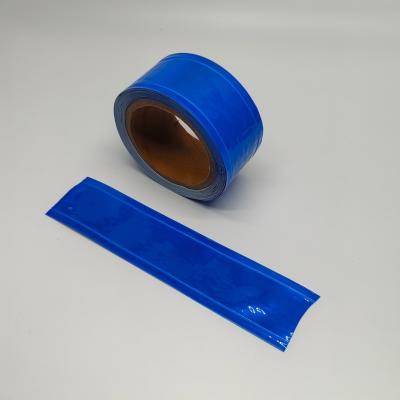 China Custom High Visibility Sew On Blue PVC Reflective Tape For Clothing Safety Tape Traffic Sign for sale