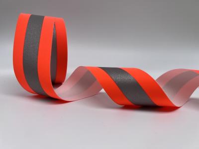 China Silver Orange Fire Resistant Reflective Fabric Tape Applied To Firefighting Clothing for sale