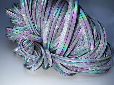China Rainbow Reflective Piping Fabric Strip Edging Braid Trim Sew On Garments for sale
