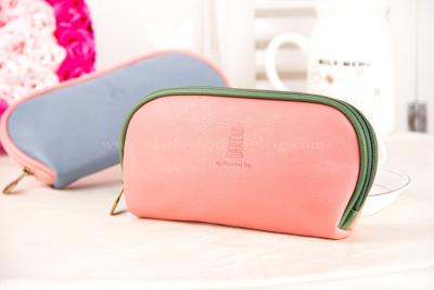 China Customized pink travel cosmetic storage bag for short journey , small cosmetics case for sale
