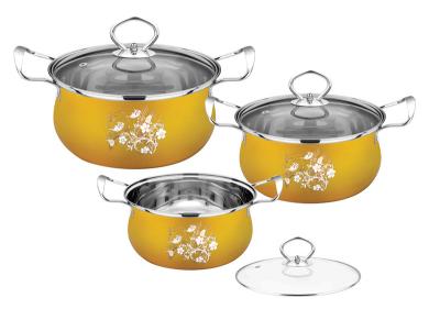 Chine ensemble de cookware de couleur de l'or 6pcs et acier inoxydable de 16cm -20cm faisant cuire la cuisine réglée de pot et de cookware à vendre
