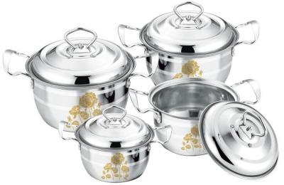 China 2015 hot products stainless steel cookware set &6 pcs and 8pcs classical pot +flower for sale