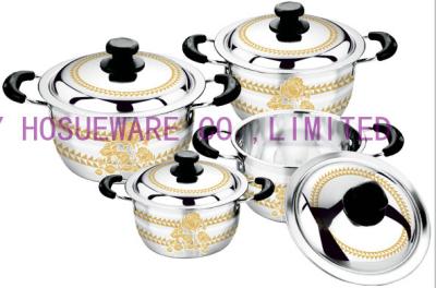 China 2016 hot sales 6/8pcs cookware set with color +flower &stainless steel classical pot &souce  pot for sale