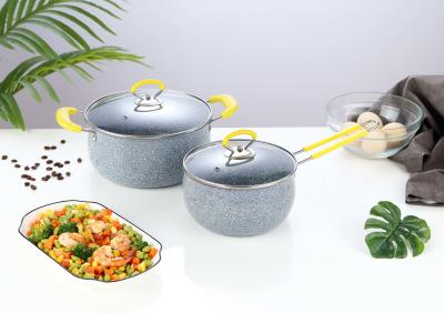 中国 2019 hot sales 2pcs non-stick cookware set & stainless steel pot & ECO-Friendly cookware set with red ,brown color 販売のため