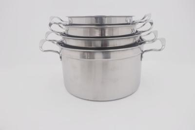 China 4pcs Casserole set silver cooking pot cheap price stainless steel hot steamer wiht lid for sale