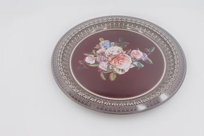 China 33cm Wholesale high quality SS gold bottom plate dinnerware round dinner plate for weddings for sale