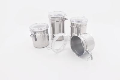 China 4pcs Household stainless steel canister set kitchen PP plastiic lid food bottle set for sale